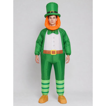 Green Inflatable Leprechaun Costume for Celebrations front view
