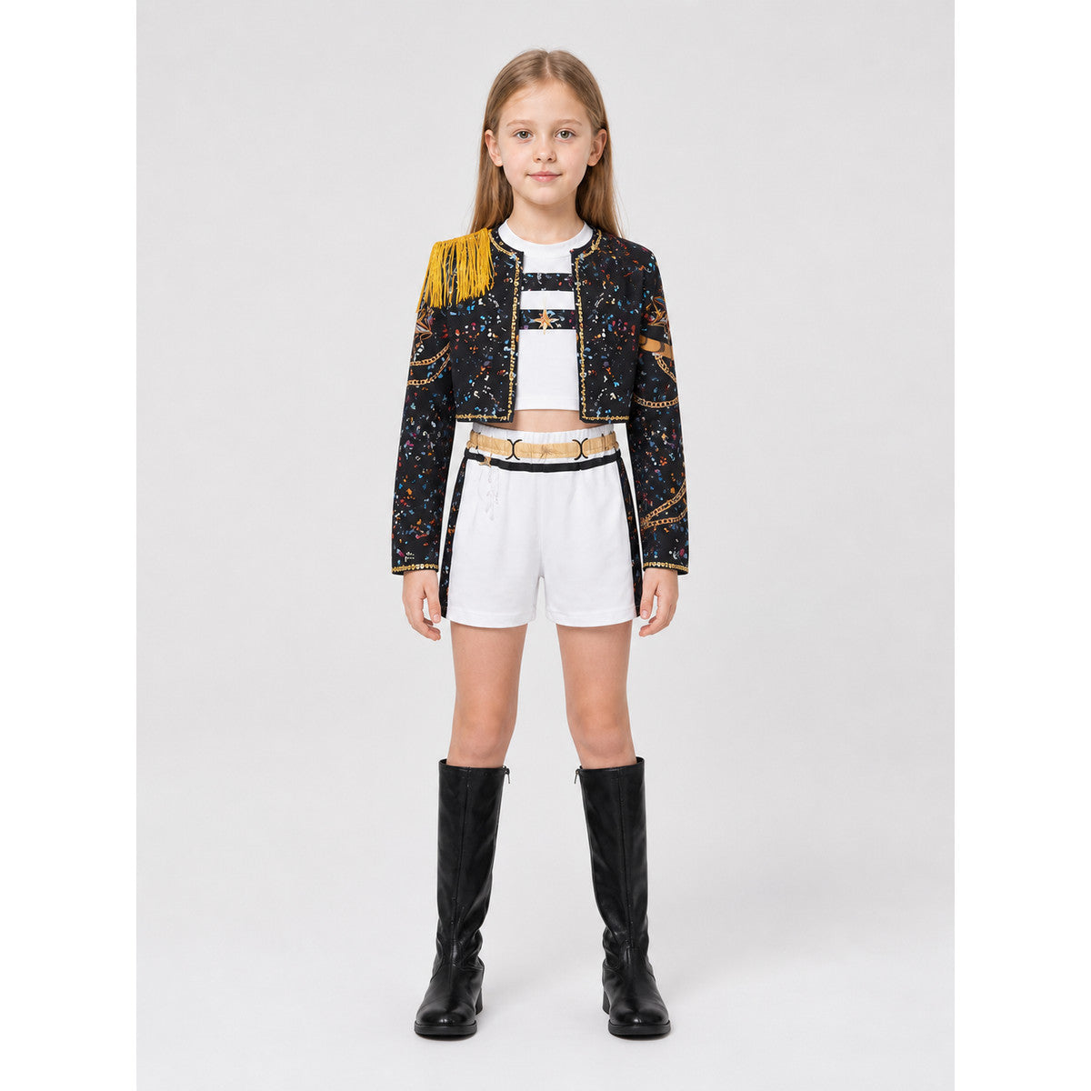 Children's Stage Costume with Gold Epaulets on-model view