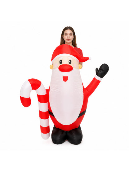 Santa Claus Inflatable Costume with Red and White Candy Cane Stripes, Huge White