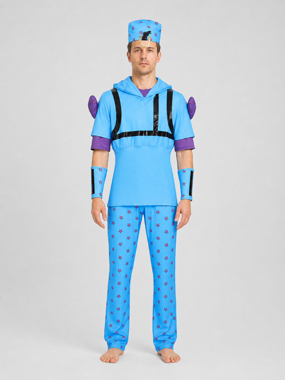 Johnny Joestar Cosplay Costume Set with Hat on-model view