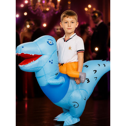 Inflatable Riding Dinosaur Costume, Blue Halloween Outfit on-model view