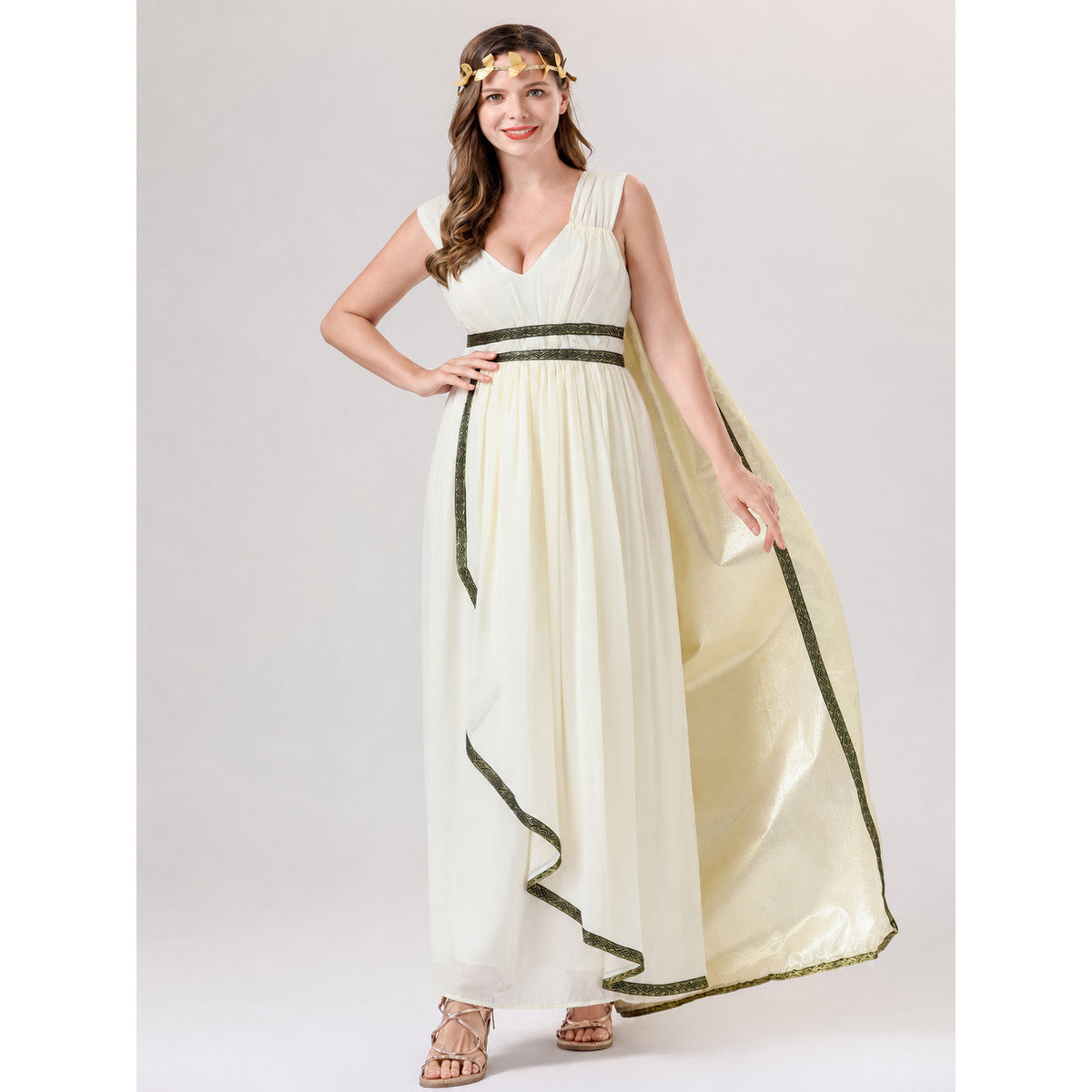 Greek-Style Carnival Costume with Cape on-model view