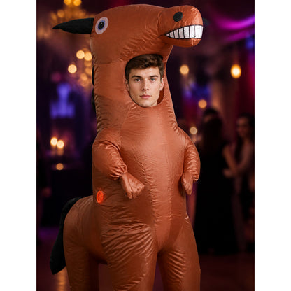 Orange Inflatable Dinosaur Costume, Spiked Full Body Halloween Party Outfit on-model view