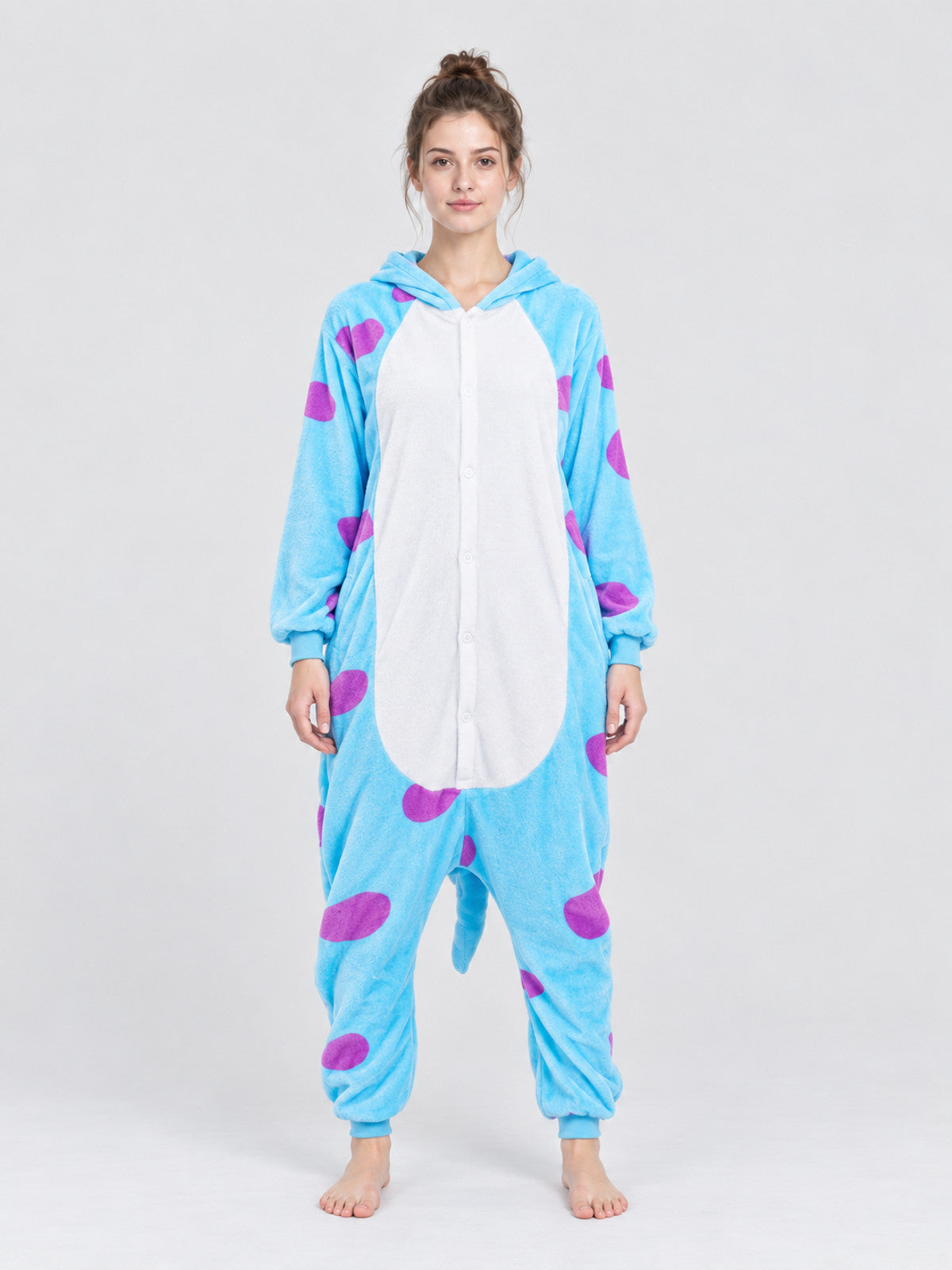 Blue Kigurumi Jumpsuit with White Insert and Spots