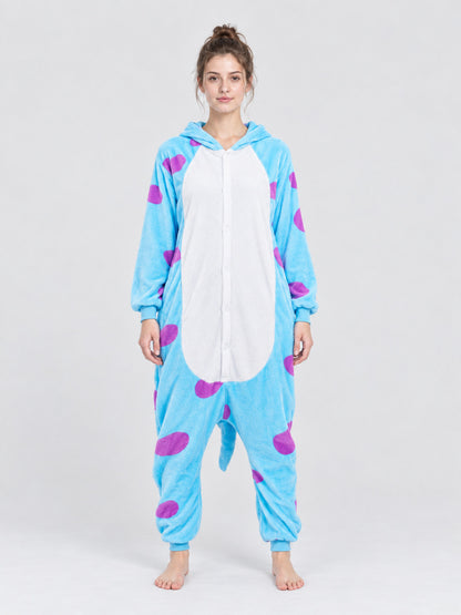 Blue Kigurumi Jumpsuit with White Insert and Spots