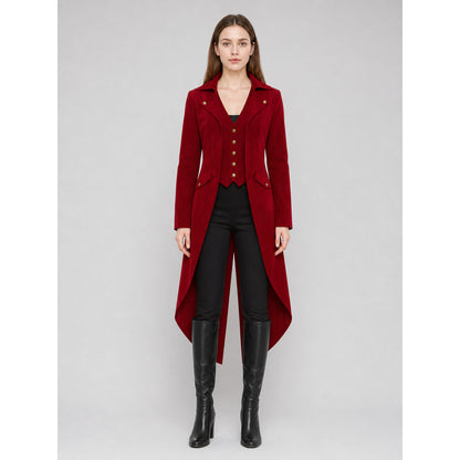 Vintage-Style Burgundy Long Tailcoat