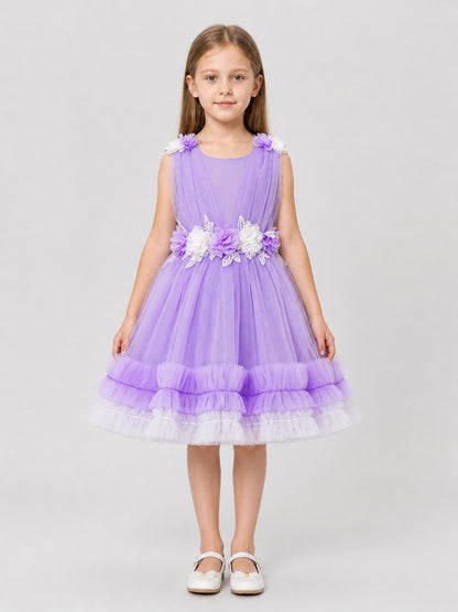 Full Tulle Dress with Floral Decor on-model view