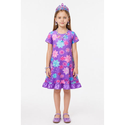 Purple Dress with Floral Print and Crown main product view