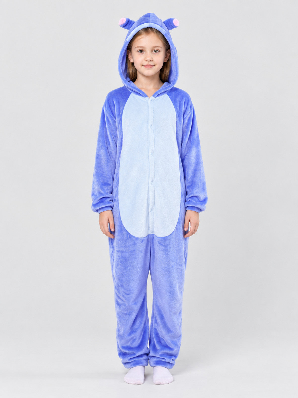 Hooded Pajama Jumpsuit with Elephant Graphic