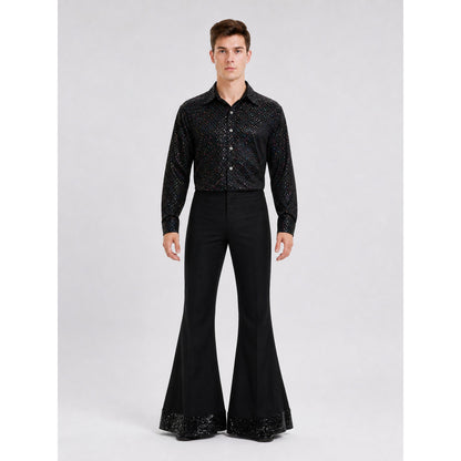 Retro 1970s Disco Costume with Shirt and Pants front view