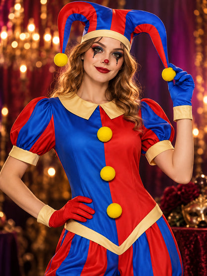 Jester Carnival Costume with Hat, Gloves, and Shoe Covers