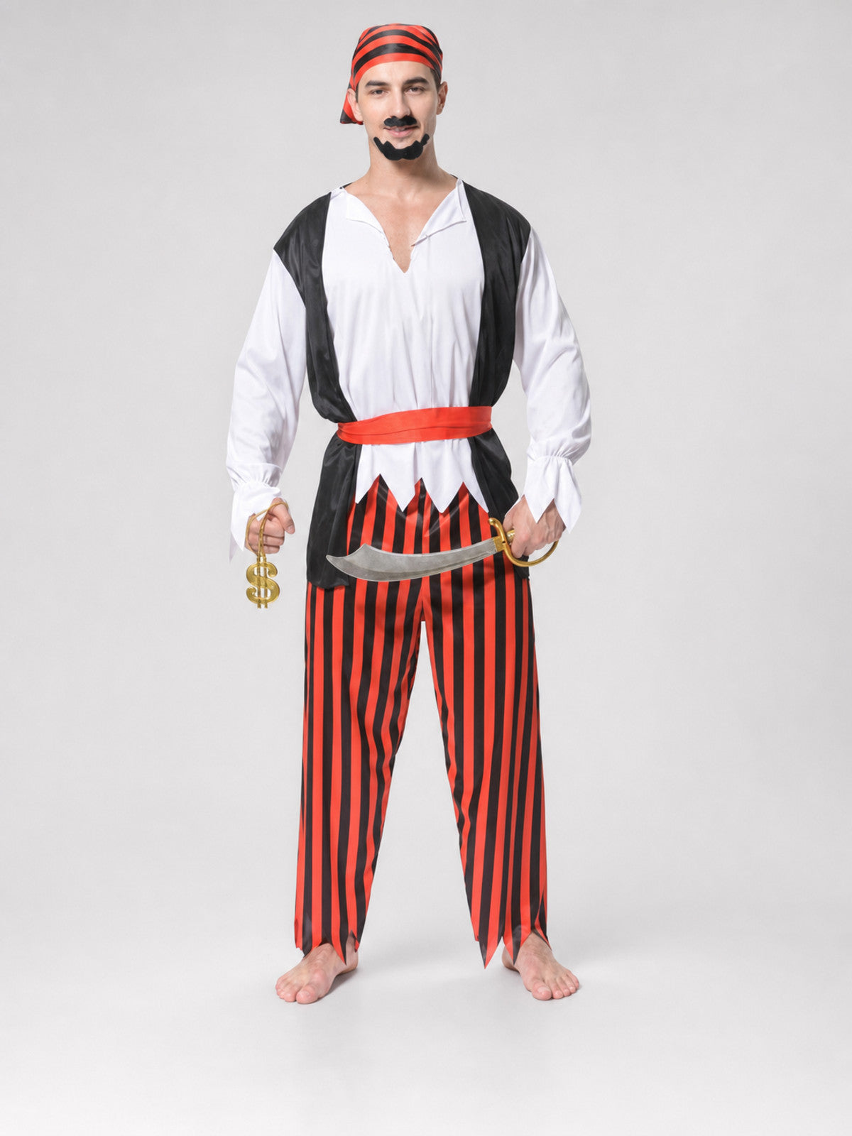 Pirate Carnival Costume with Saber and Accessories