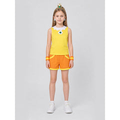 Character costume with crown, top, shorts, and accessories