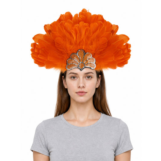 Carnival Headpiece with Orange Feathers