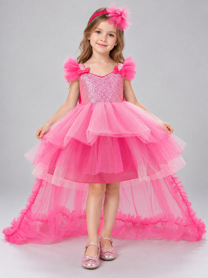 Kids' Festive Dress with Sequins and Bows