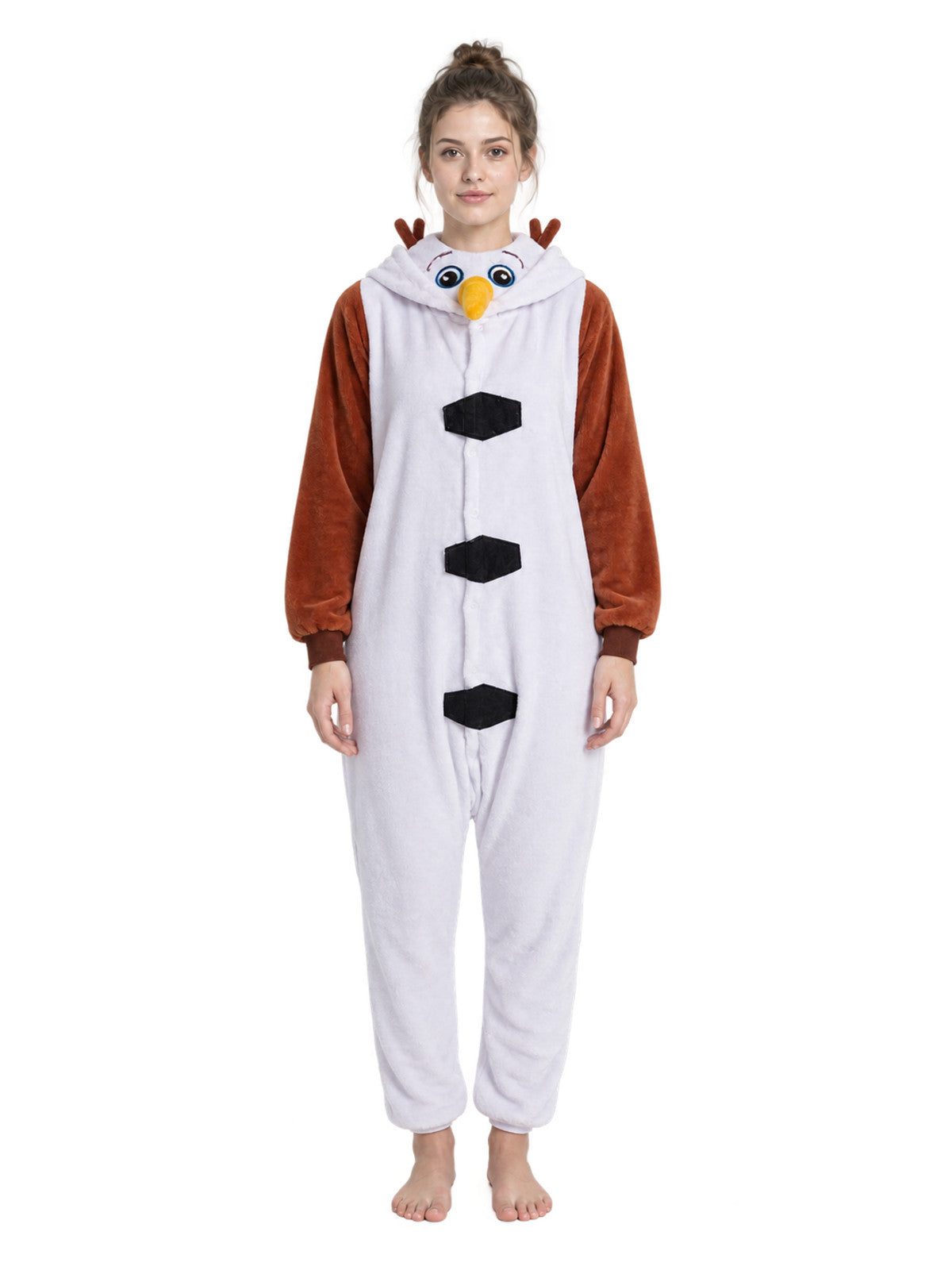 Flannel Hooded Pajama Jumpsuit with Animal Face