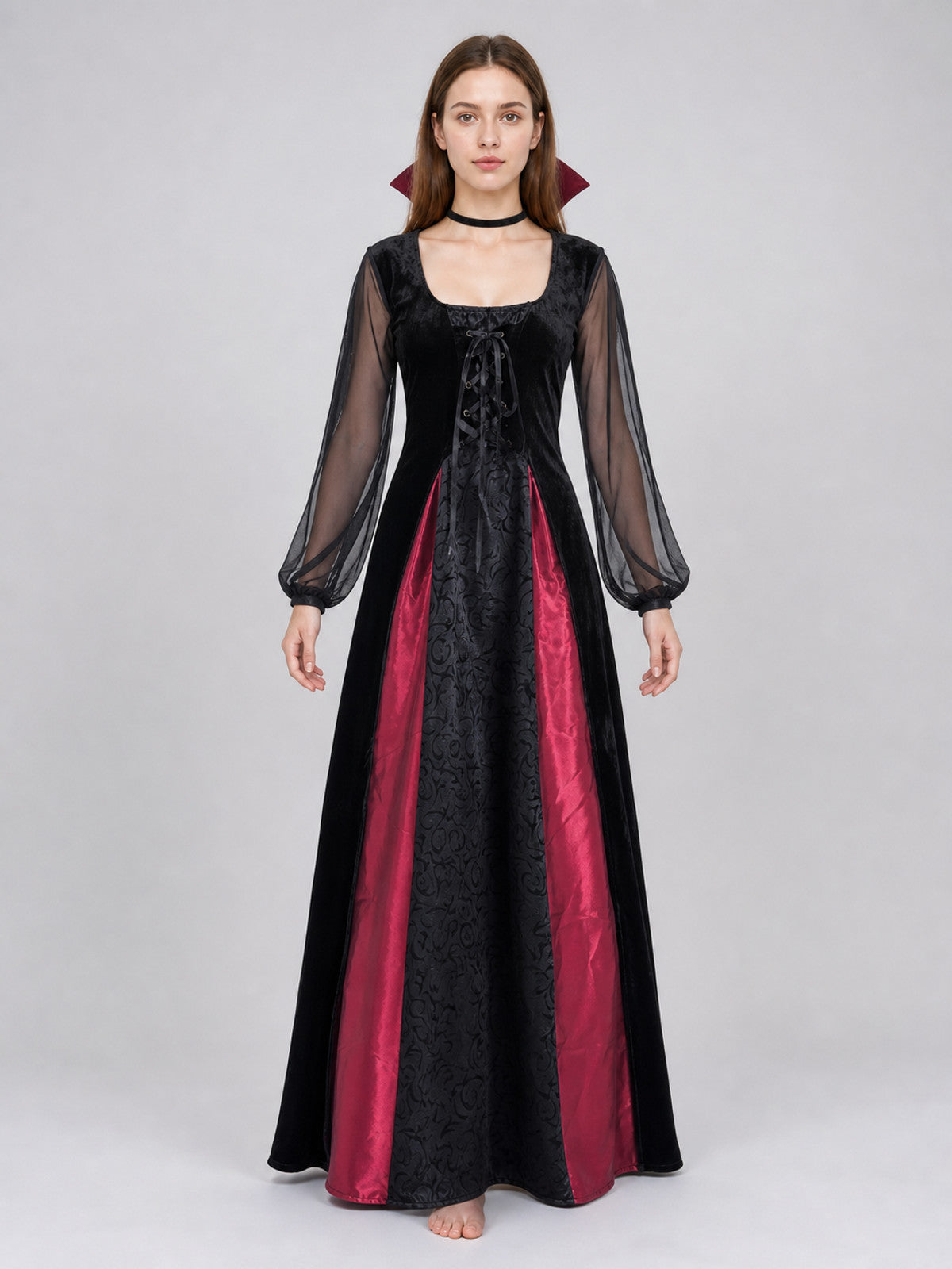 This striking gothic-style costume is designed for expressive looks at