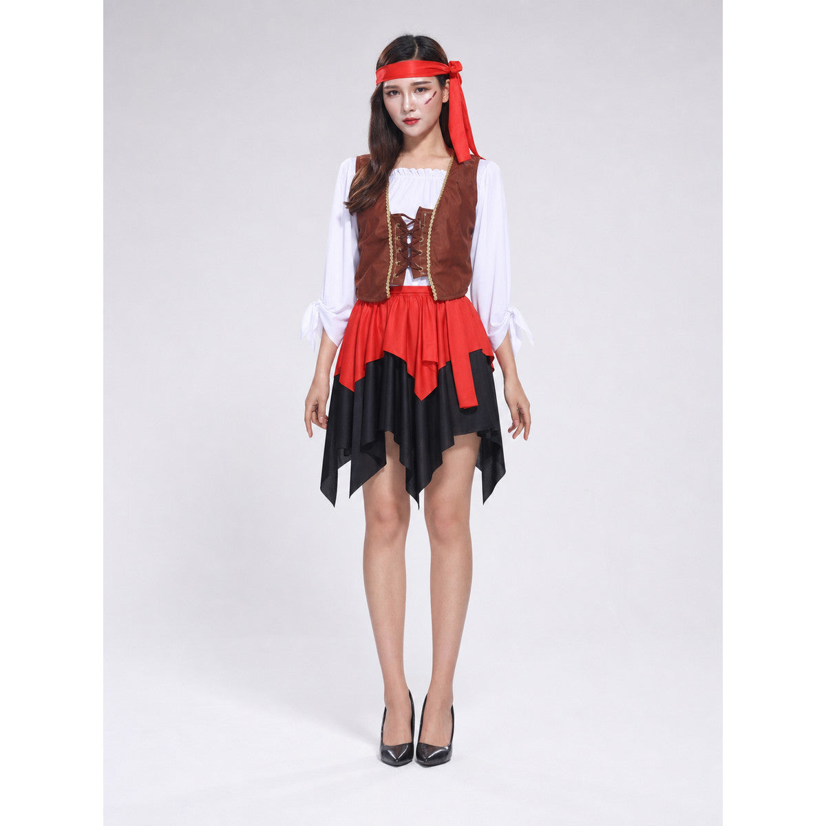 Pirate Costume with Corset and Scarf front view