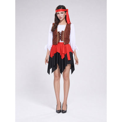 Pirate Costume with Corset and Scarf front view