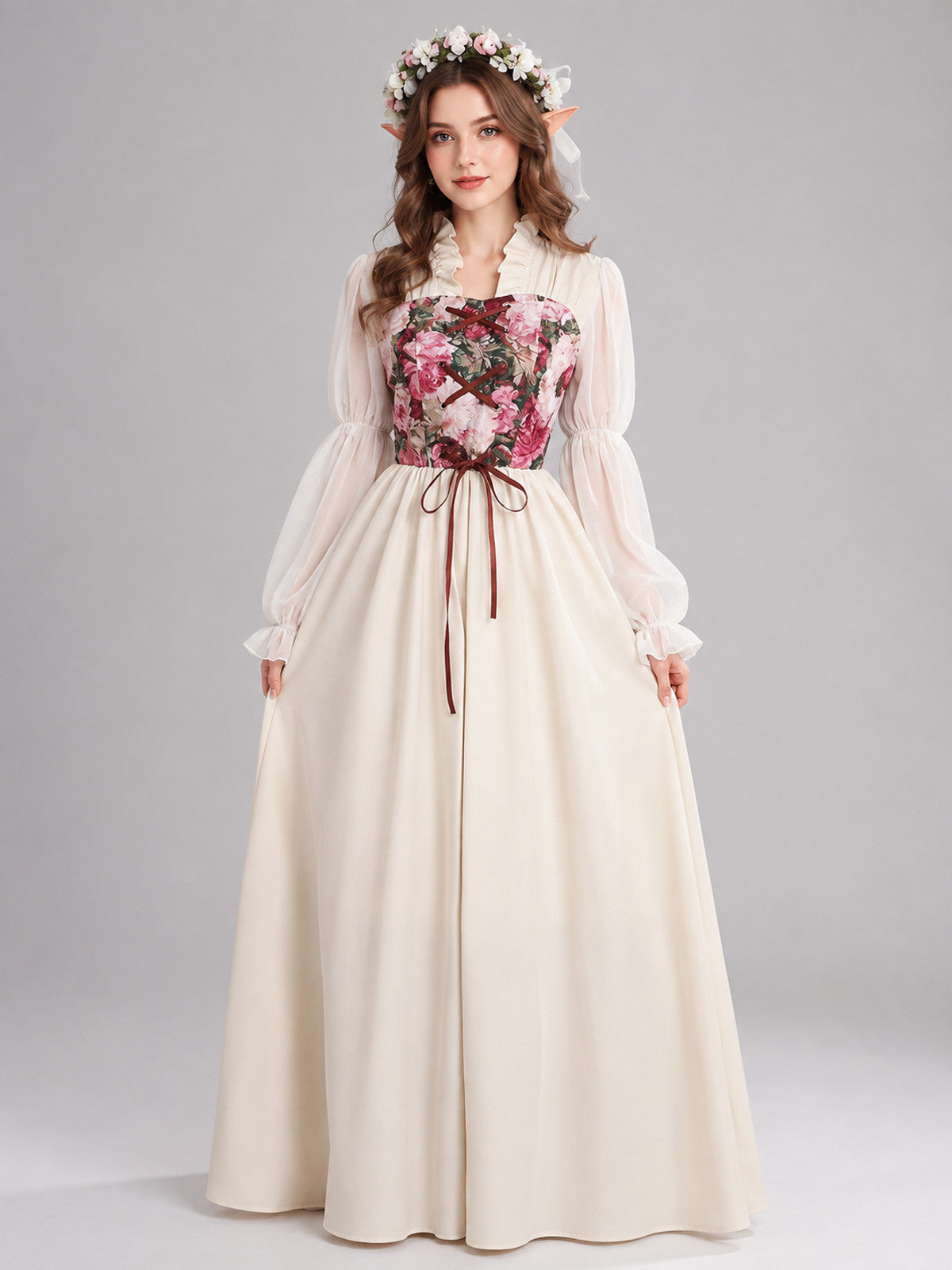 Medieval Dress with Corset Lacing on-model view