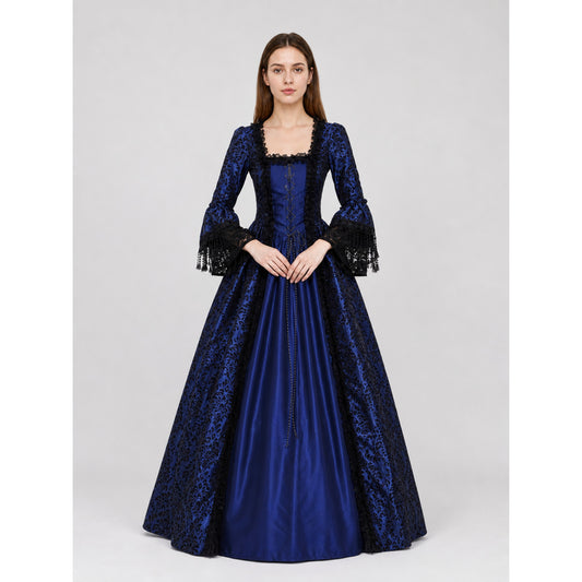 Gothic Historical Dress with Flared Sleeves