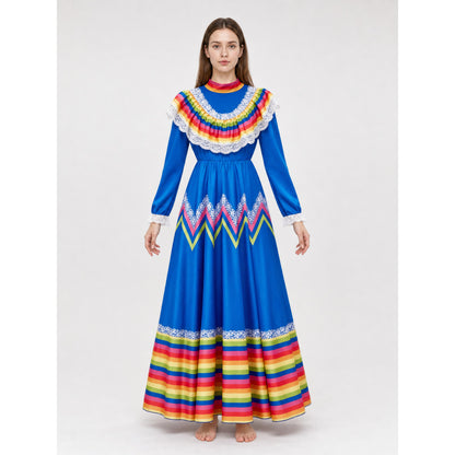 Mexican Stage Dress with a Full Skirt front view