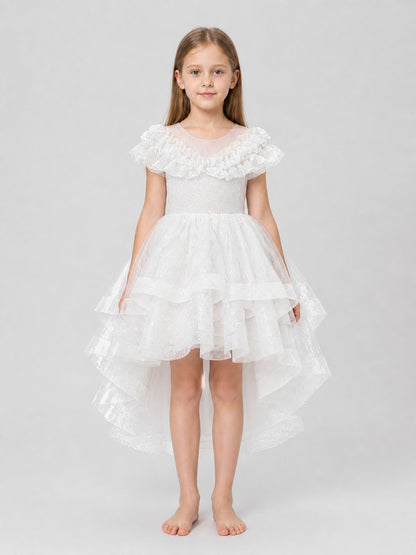 Full-Skirted Dressy Dress with Sequins and Lace on-model view