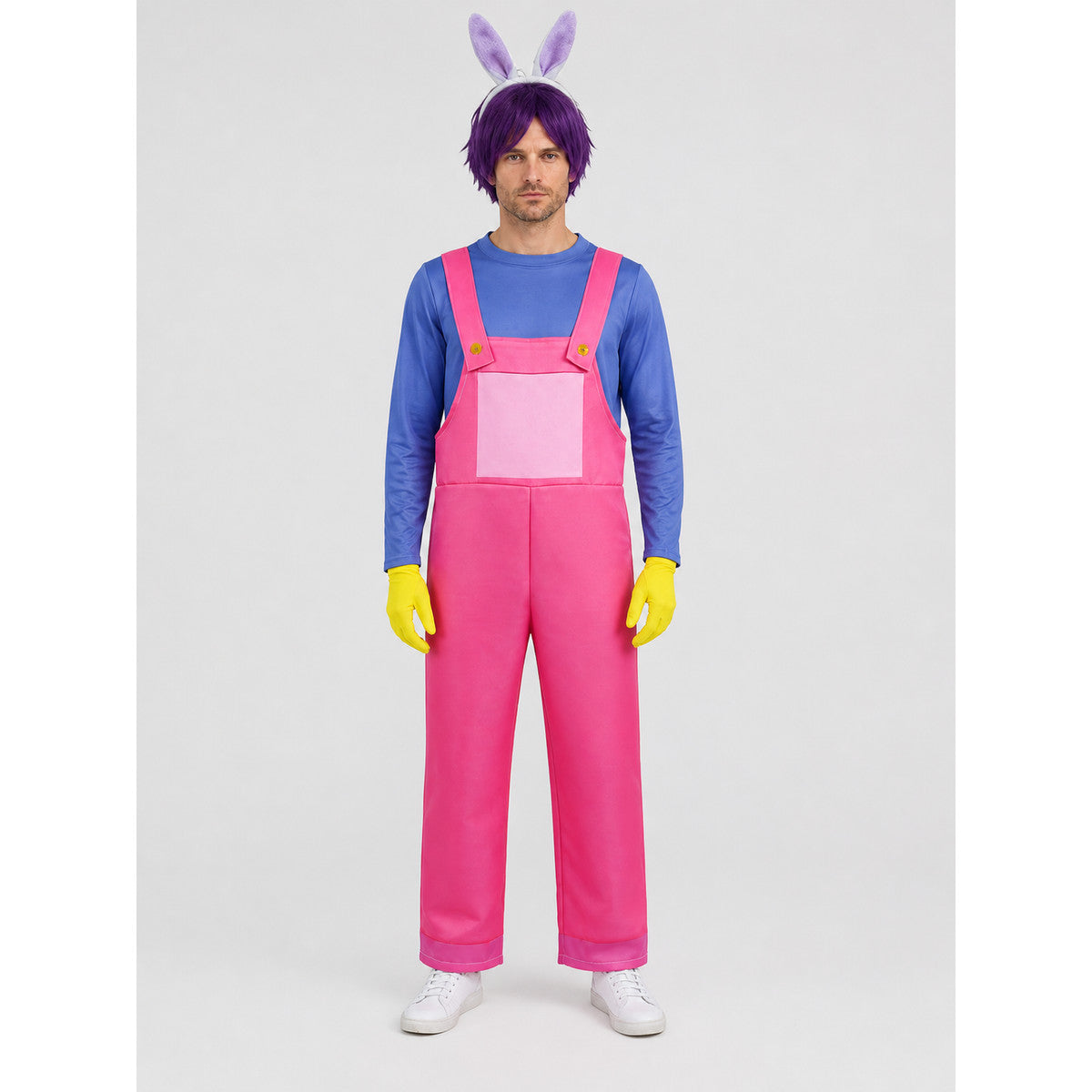 Pomni Clown Cosplay Costume with Wig on-model view