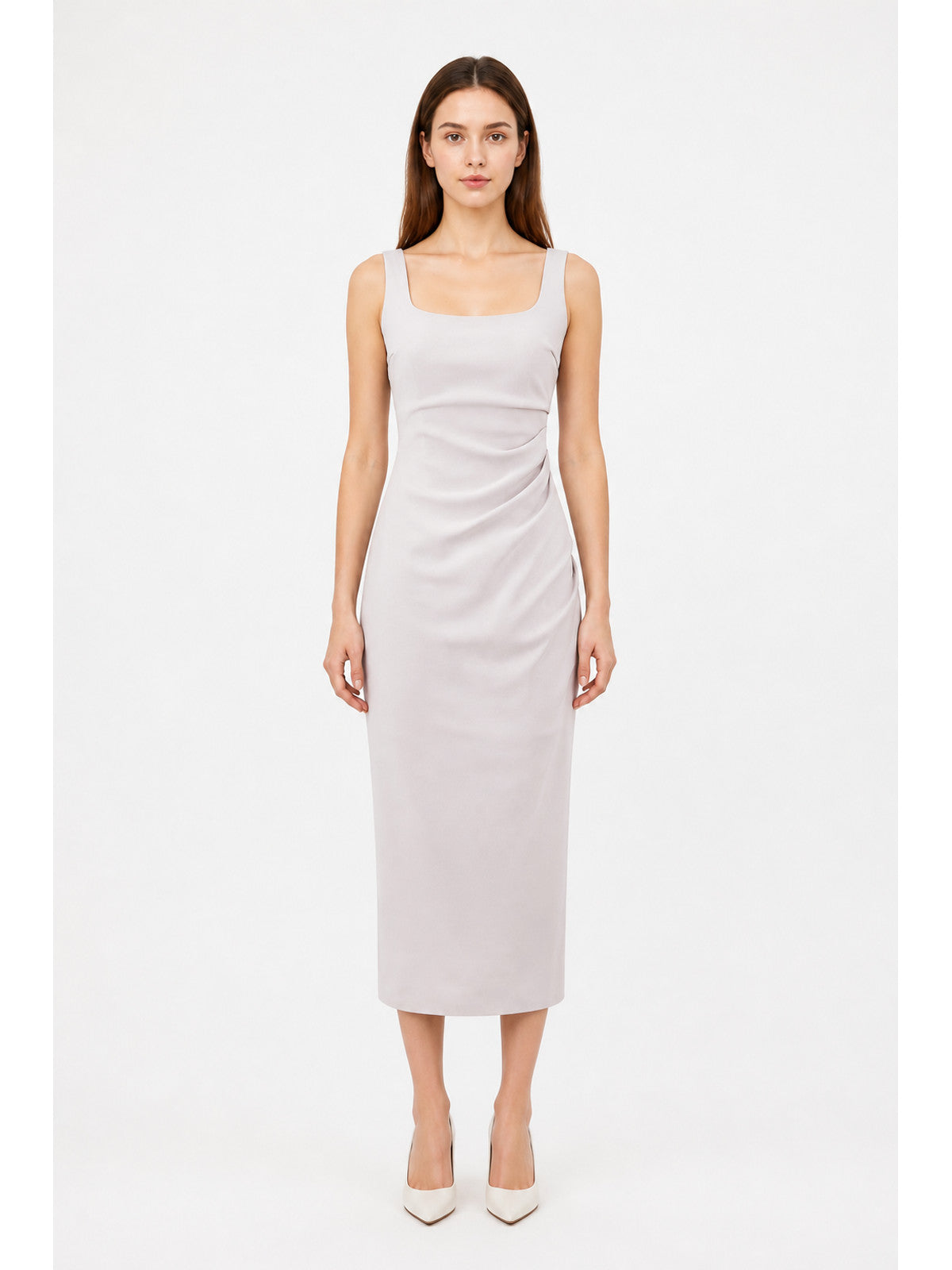 Fitted Sleeveless Pleated Midi Dress main product view