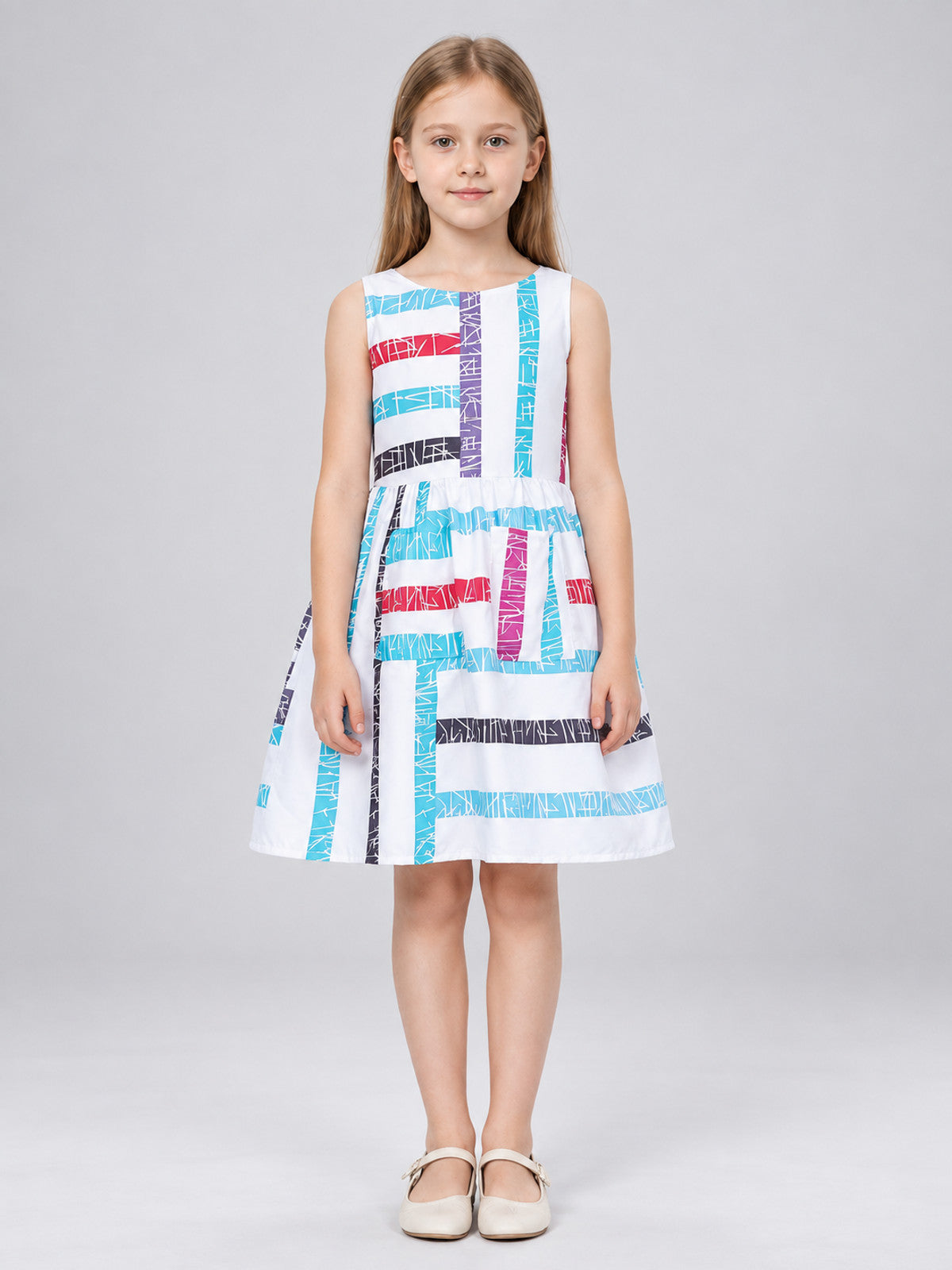 Cosplay Dress with Geometric Print on-model view