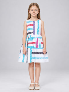 Stranger Things Eleven Cosplay Dress with Geometric Print