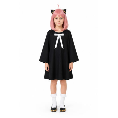 Anya Costume with Black Dress, Pink Wig, and Horns main product view