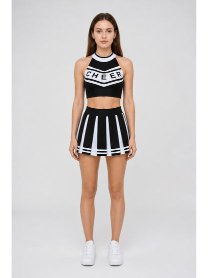 Black and White Stage Costume with Top and Skirt main product view