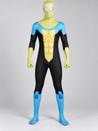 Superman Cosplay Jumpsuit Costume Yellow Spandex