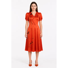 Orange-Red Dark Bride Dress for Halloween