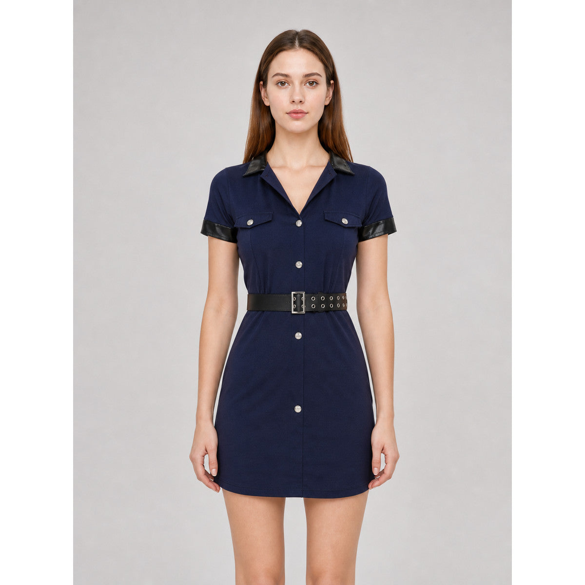Police Uniform-Style Costume Dress with Cap front view