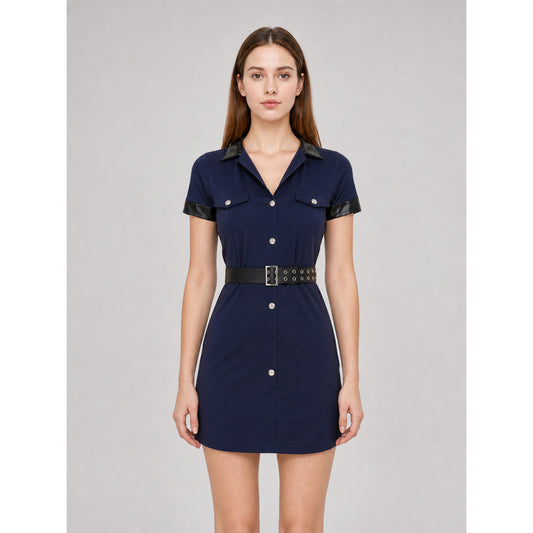 Police Uniform-Style Costume Dress with Cap