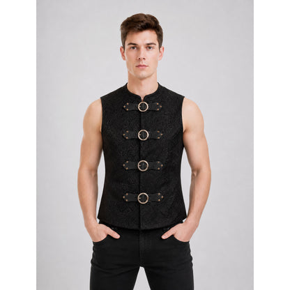 Gothic Sleeveless Buckle Vest for Cosplay on-model view