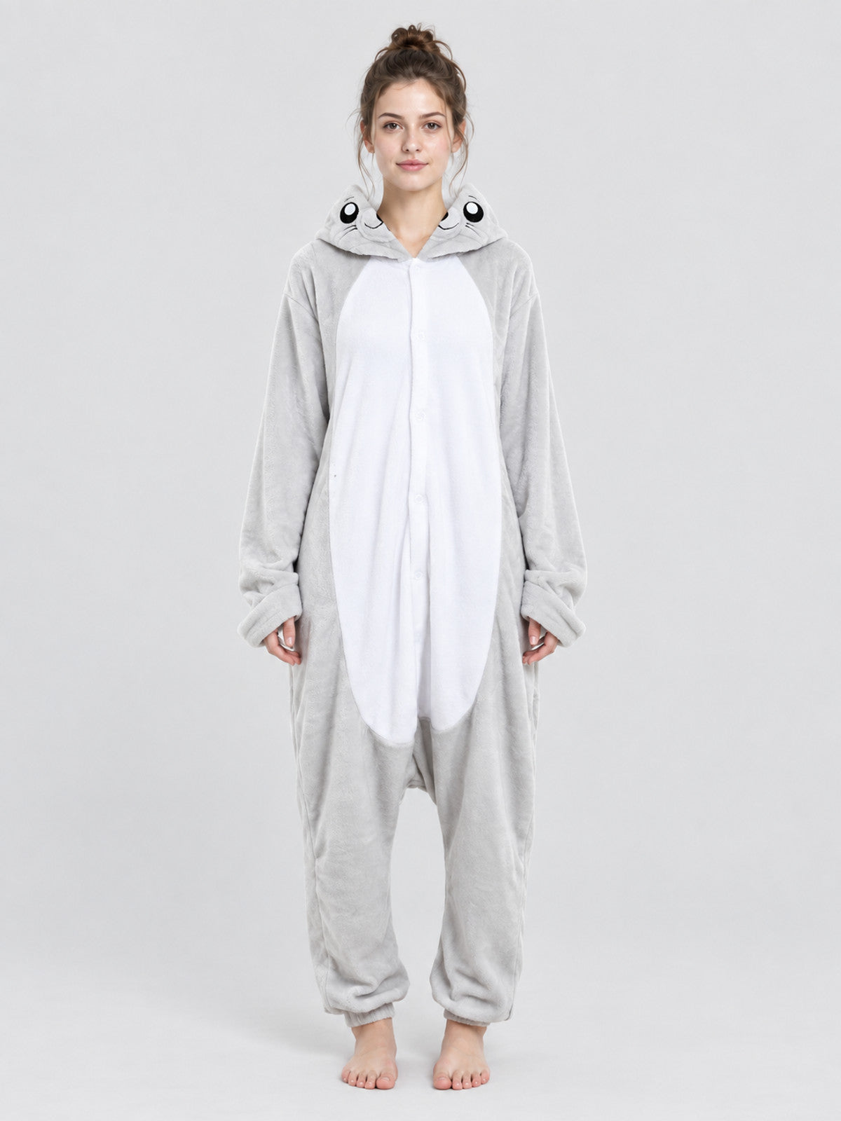 Flannel Sea Lion Kigurumi Jumpsuit with Face