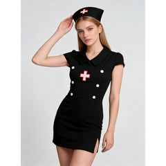 Black Nurse Costume with Cap