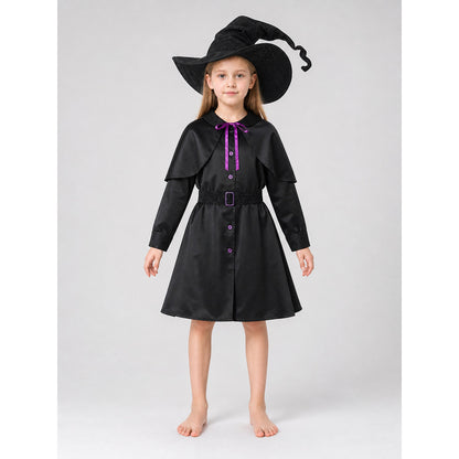Carnival Costume with Dress, Hat, and Purple Trim