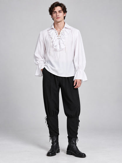 Medieval-Style Costume: White Shirt and Black Pants
