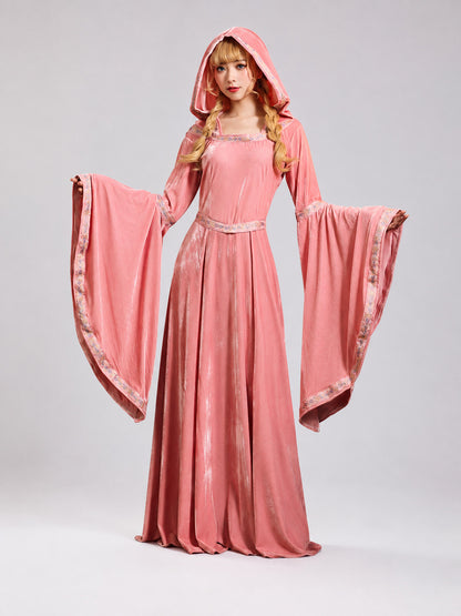 Medieval-Style Hooded Costume Dress on-model view