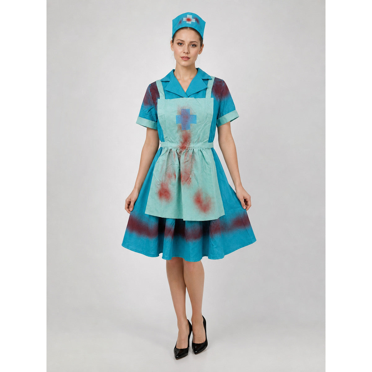 Medical Staff Costume with Bloody Effect and Cap