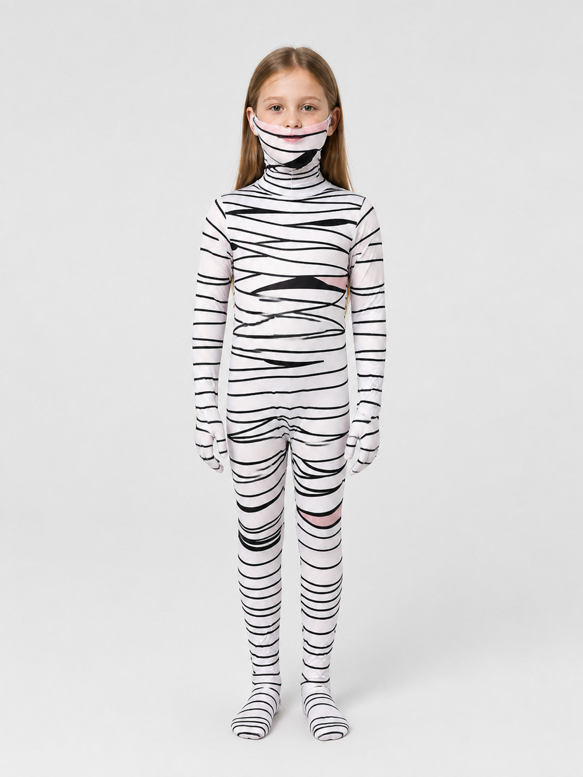 Children's Mummy Costume, Hooded Jumpsuit on-model view