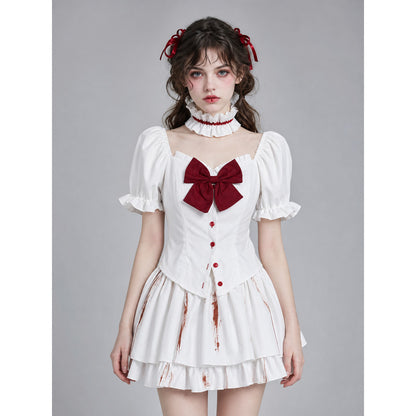 Gothic Cosplay Dress with Bow and Ruffles