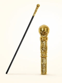 1pc Round Top Scepter, Bright Gold Fantasy Magic Wand, Black Slim Shaft
