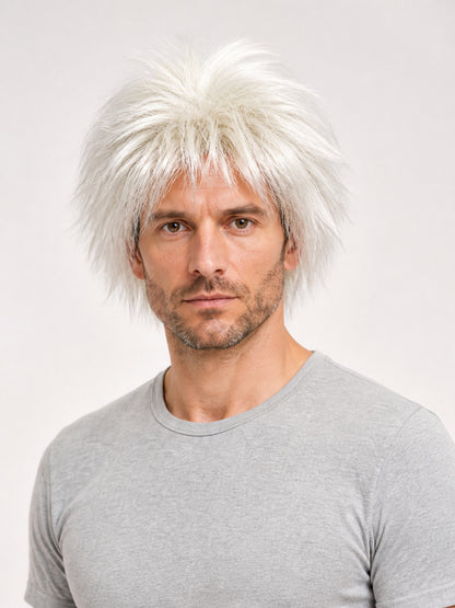 Long White Carnival Wig in Scientist Style main product view