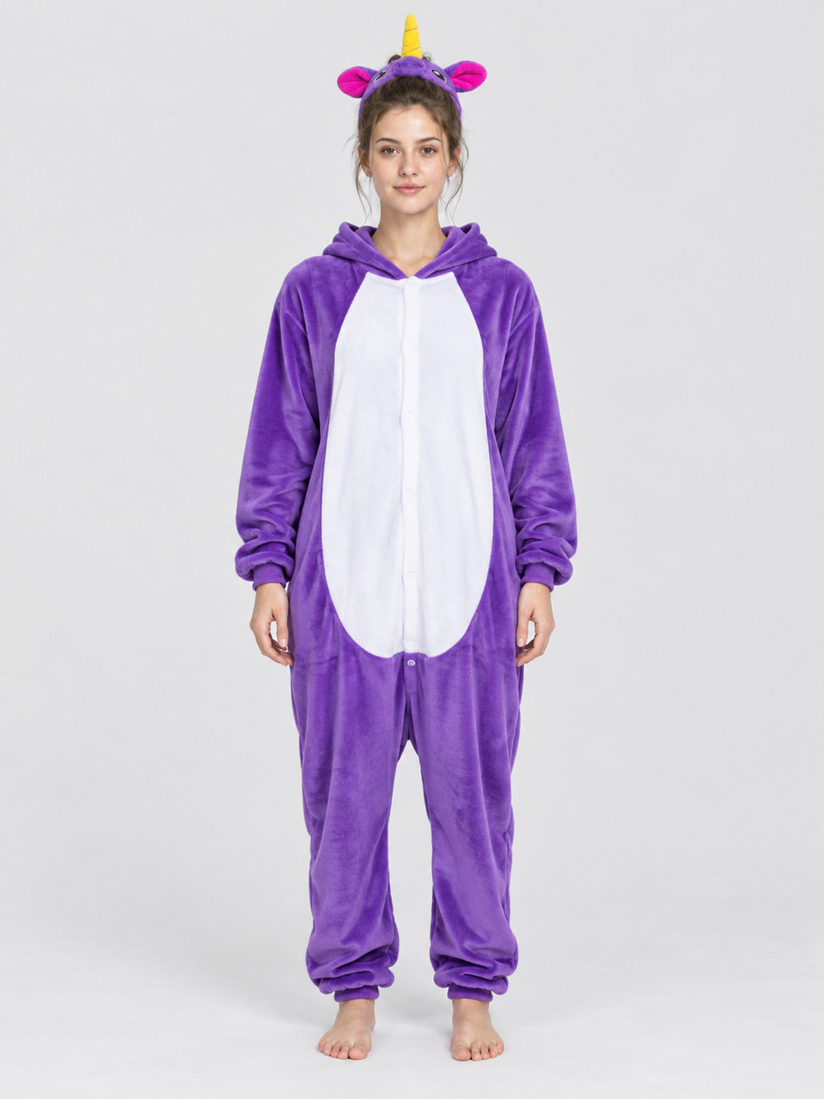 Purple Fleece Pajama Jumpsuit with White Insert