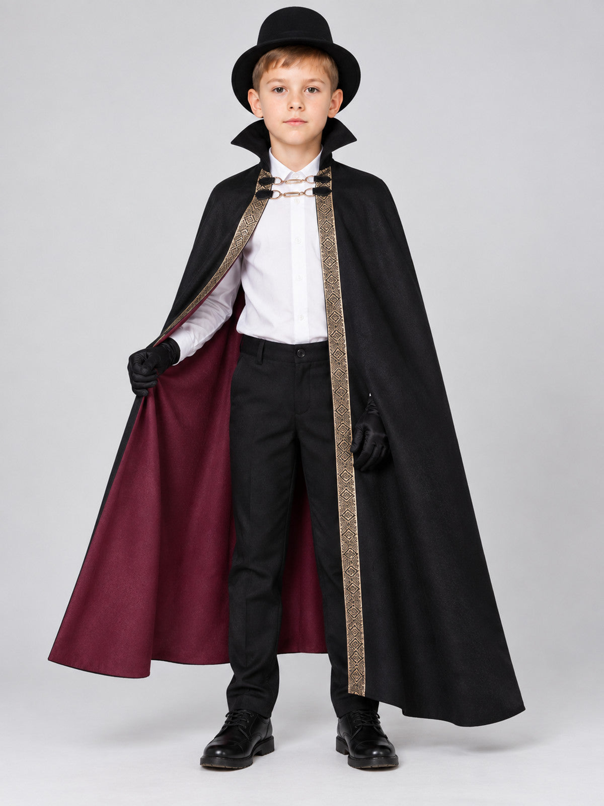 Vampire Cosplay Cape Cloak Black with High Collar